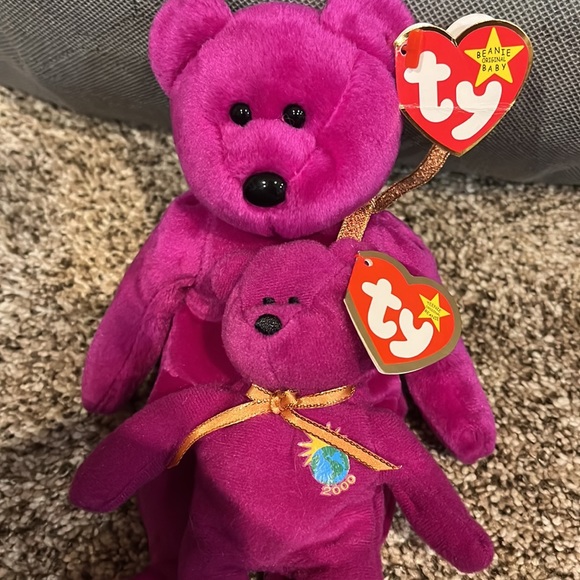 TY MILLENNIUM BEAR Beanie Baby RARE with TAG ERRORS - Picture 4 of 4